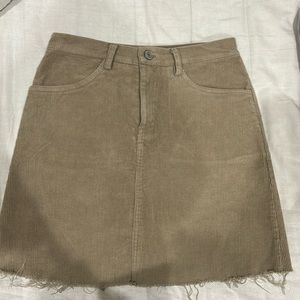Brandy Melville taupe courdroy skirt